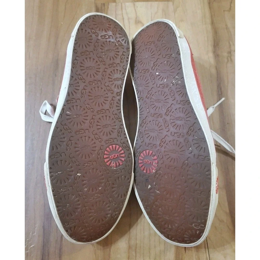 Uggs Australia Leather And Genuine Sheepskin Red Sneakers Size 7.5